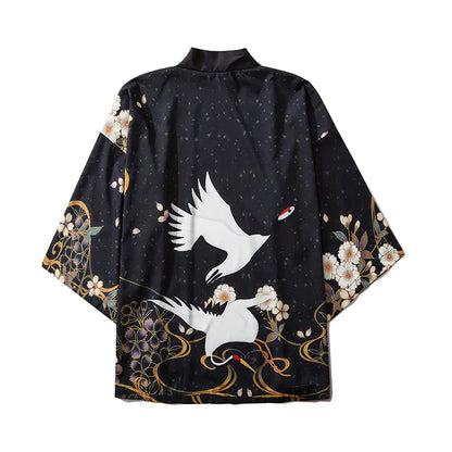 New Chinese Style Ukiyo-e Crane Robe for Men & Women
