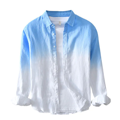 Men's Japanese Style Gradient Linen Shirt Jacket