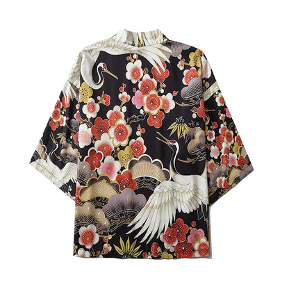 New Chinese Style Ukiyo-e Crane Robe for Men & Women