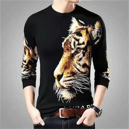 Men's 3D Printed Dragon Tiger EagleLong Sleeve T-Shirt