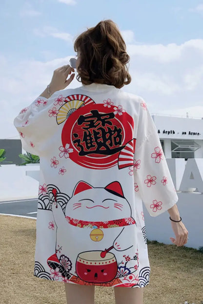Japanese Style Kimono Cardigan for Women (Loose Fit)