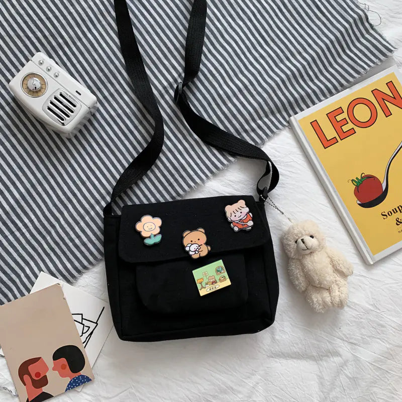 Cute Canvas Crossbody Bag for Girls - 2023 Japan Style