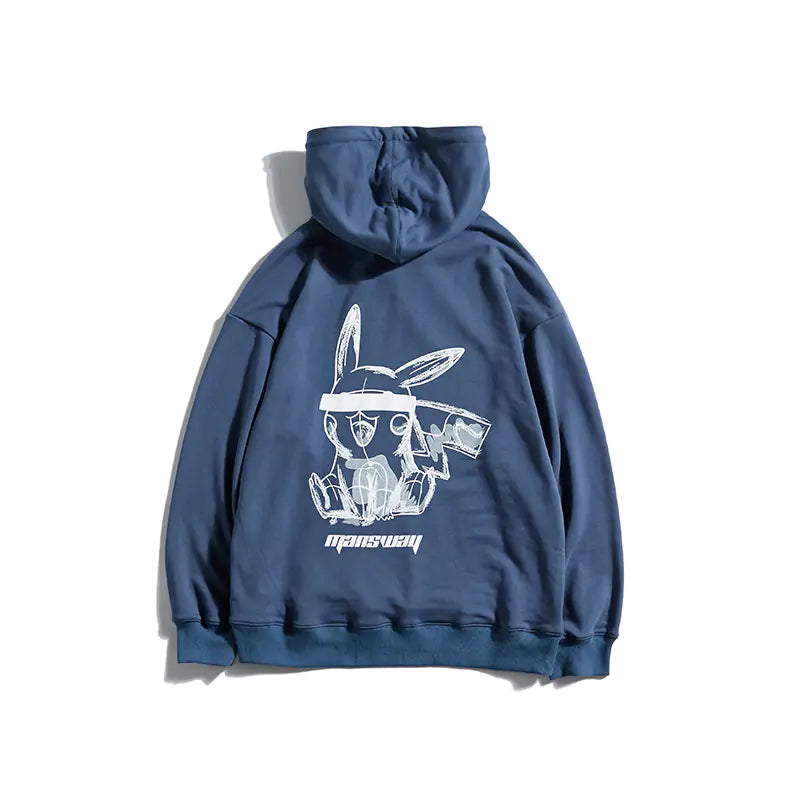 Men's Pikachu Print Hoodie - Casual Oversized Sweatshirt