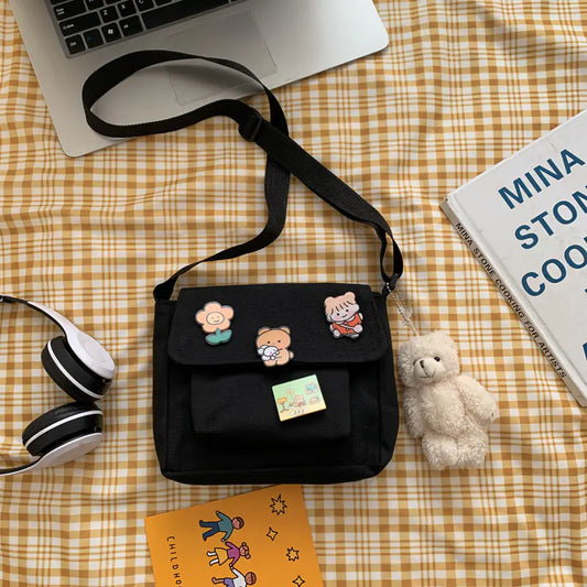 Cute Canvas Crossbody Bag for Girls - 2023 Japan Style