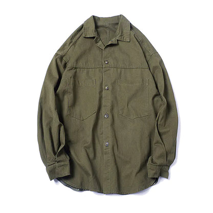 Men's Japanese Style Loose Cotton Shirt Jacket