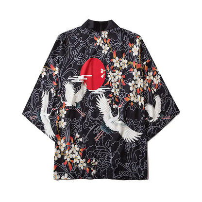 New Chinese Style Ukiyo-e Crane Robe for Men & Women