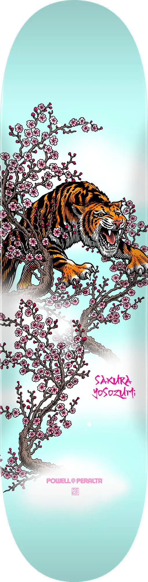 Powell Peralta Sakura Yosozumi Tiger Skateboard Deck Light Blue 8.25" x 31.95"