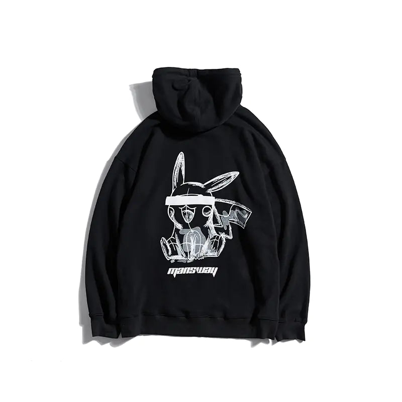 Men's Pikachu Print Hoodie - Casual Oversized Sweatshirt