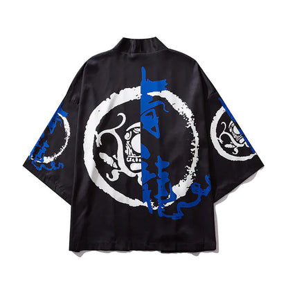 Japanese Ukiyo-e Koi Fish Kimono Cape for Cosplay