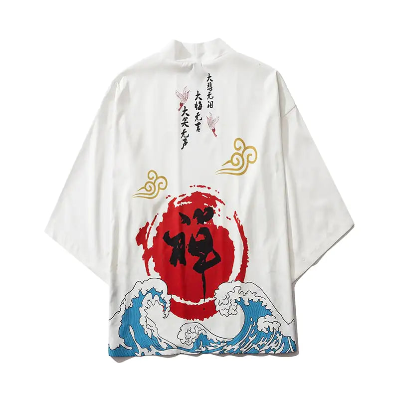 Japanese Printed Kimono Cloak Jacket for Men and Women
