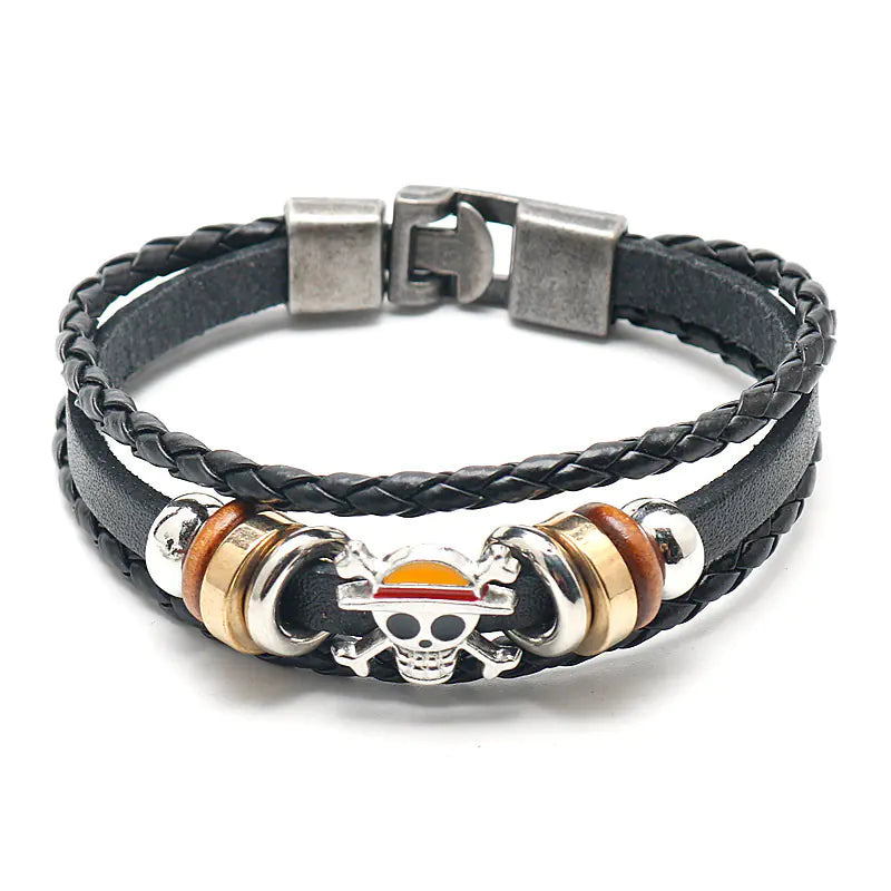 One Piece Luffy Skull Vintage Leather Bracelet