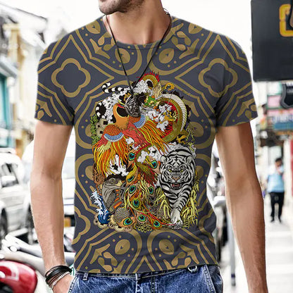 3D Printed Polyester Men's T-Shirt with Dragon Totem