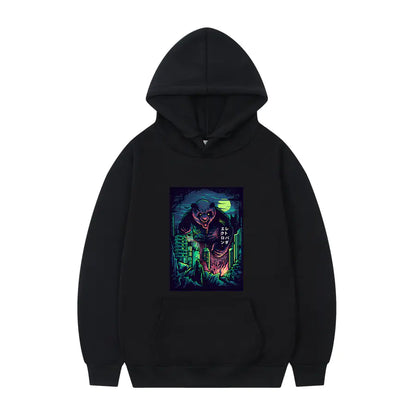 Men's Oversized Anime Monster Print Hoodie - Casual Pullover