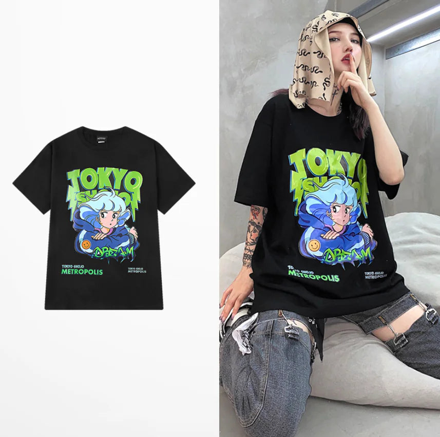 Cartoon Print Short Sleeve T-Shirt