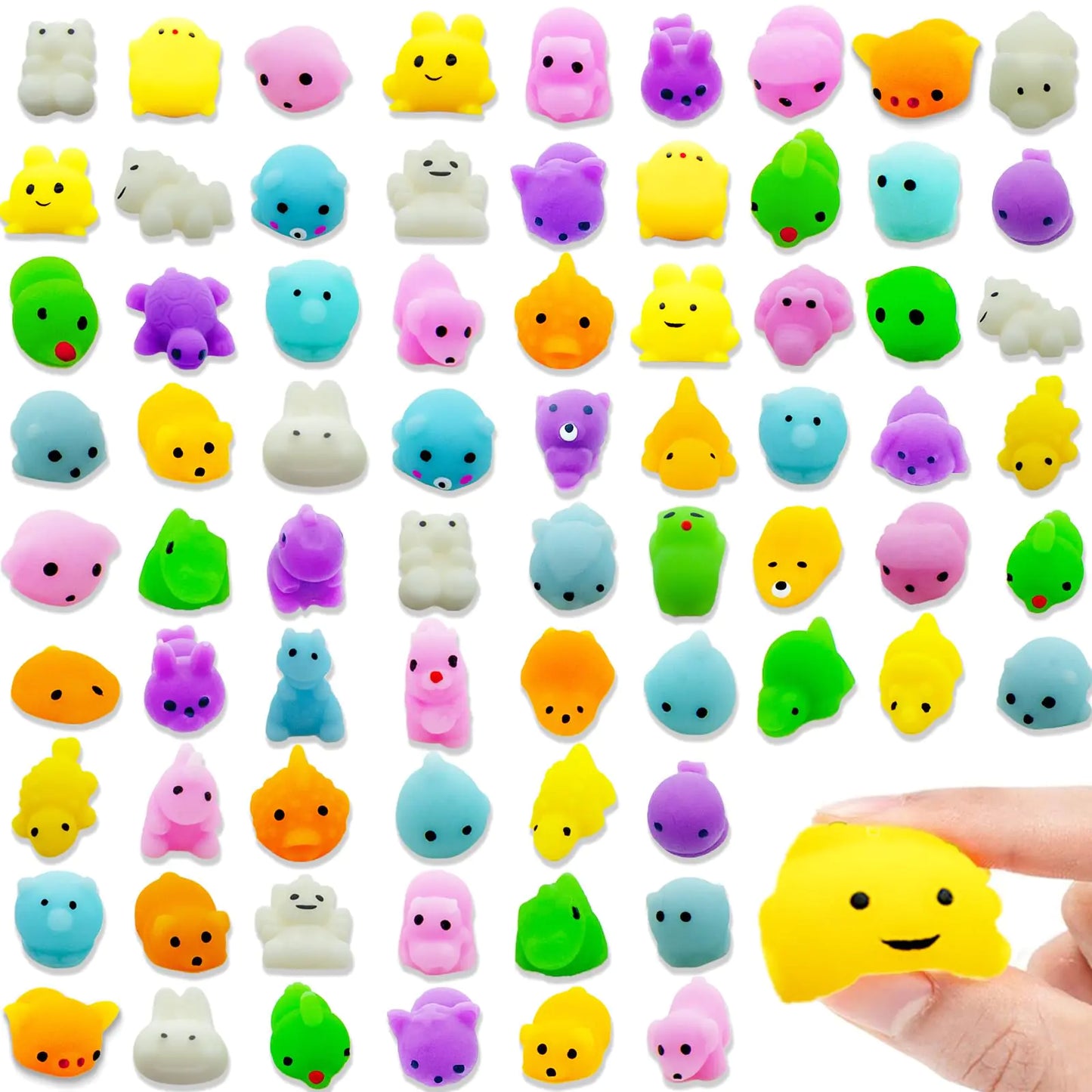 150 Pcs Squishy Toys Mochi Squishy Fidget Toys Kawaii Squishies Stress Relief Toys Party Favors Kids 4- 8 8-12 Claw Machine Prizes Valentines Day for Kids Easter Basket Stuffers Egg Fillers