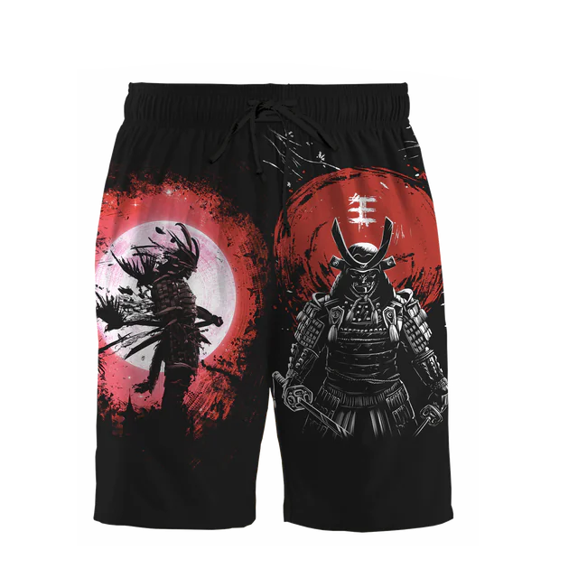 3D Samurai and Dragon Tattoo All Over Printed Shorts