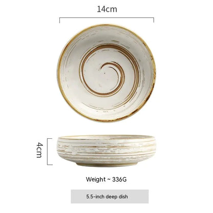 Quaint Painted Ceramic Rice Bowl for Canteen Use