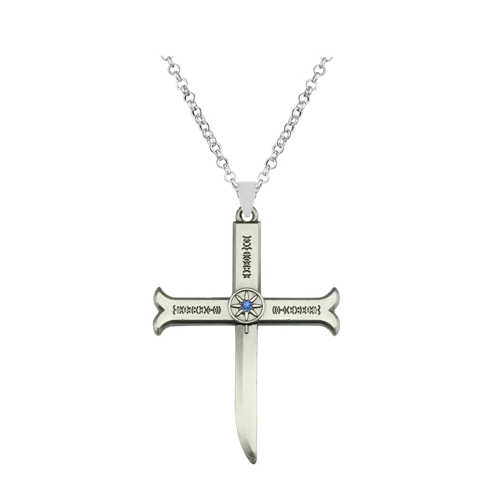 Anime Dracule Mihawk Necklace Cross Sword Pendant