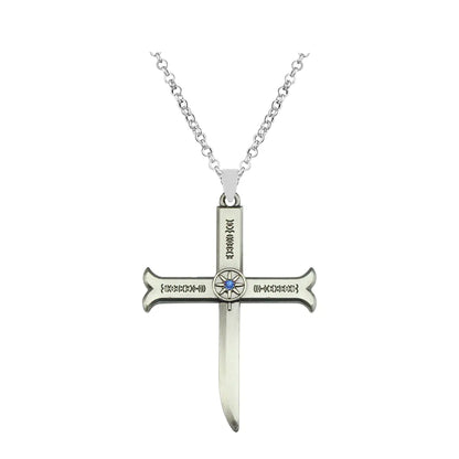 Anime Dracule Mihawk Necklace Cross Sword Pendant