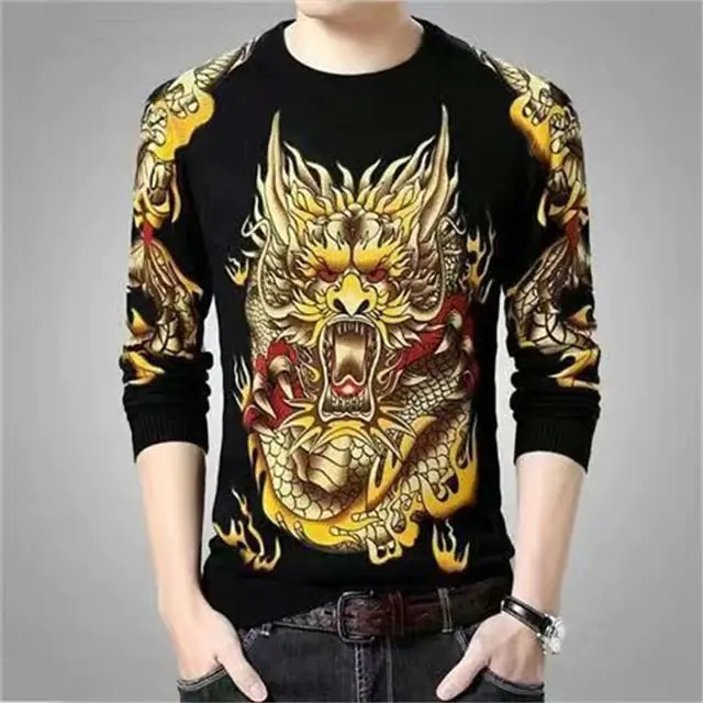 Men's 3D Printed Dragon Tiger EagleLong Sleeve T-Shirt