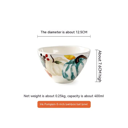 Pastoral Style Ceramic Rice Bowl for Tableware