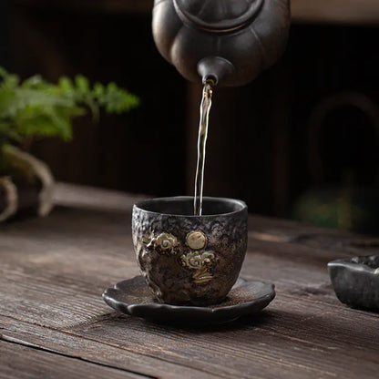 Japanese Iron Glaze Ceramic Tea Cup
