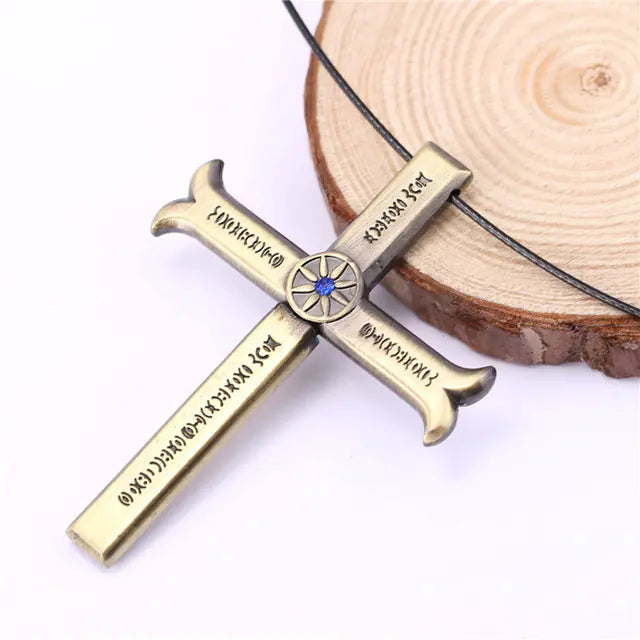 Anime Dracule Mihawk Necklace Cross Sword Pendant