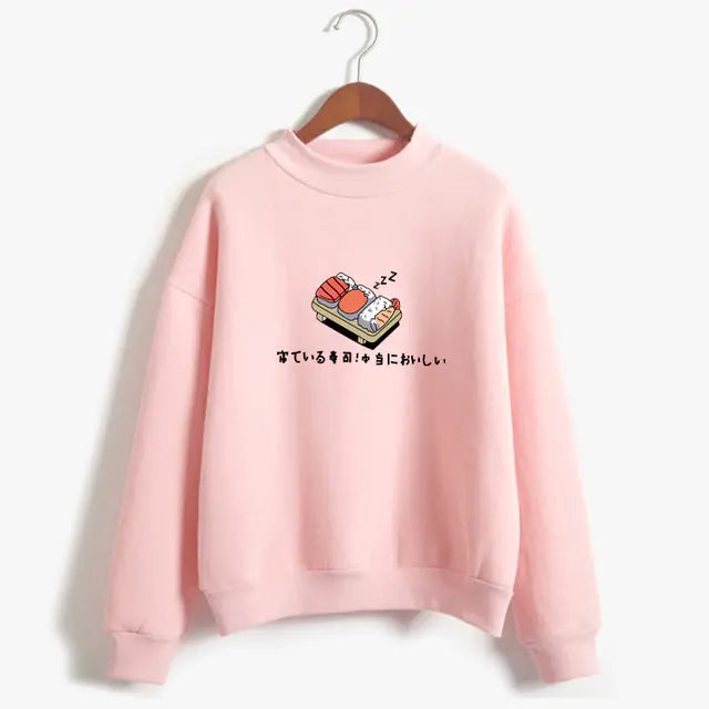Women's Hoodie with Cute Sushi Print for Fall/Winter