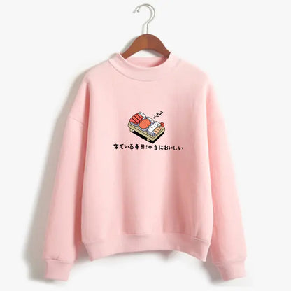 Women's Hoodie with Cute Sushi Print for Fall/Winter