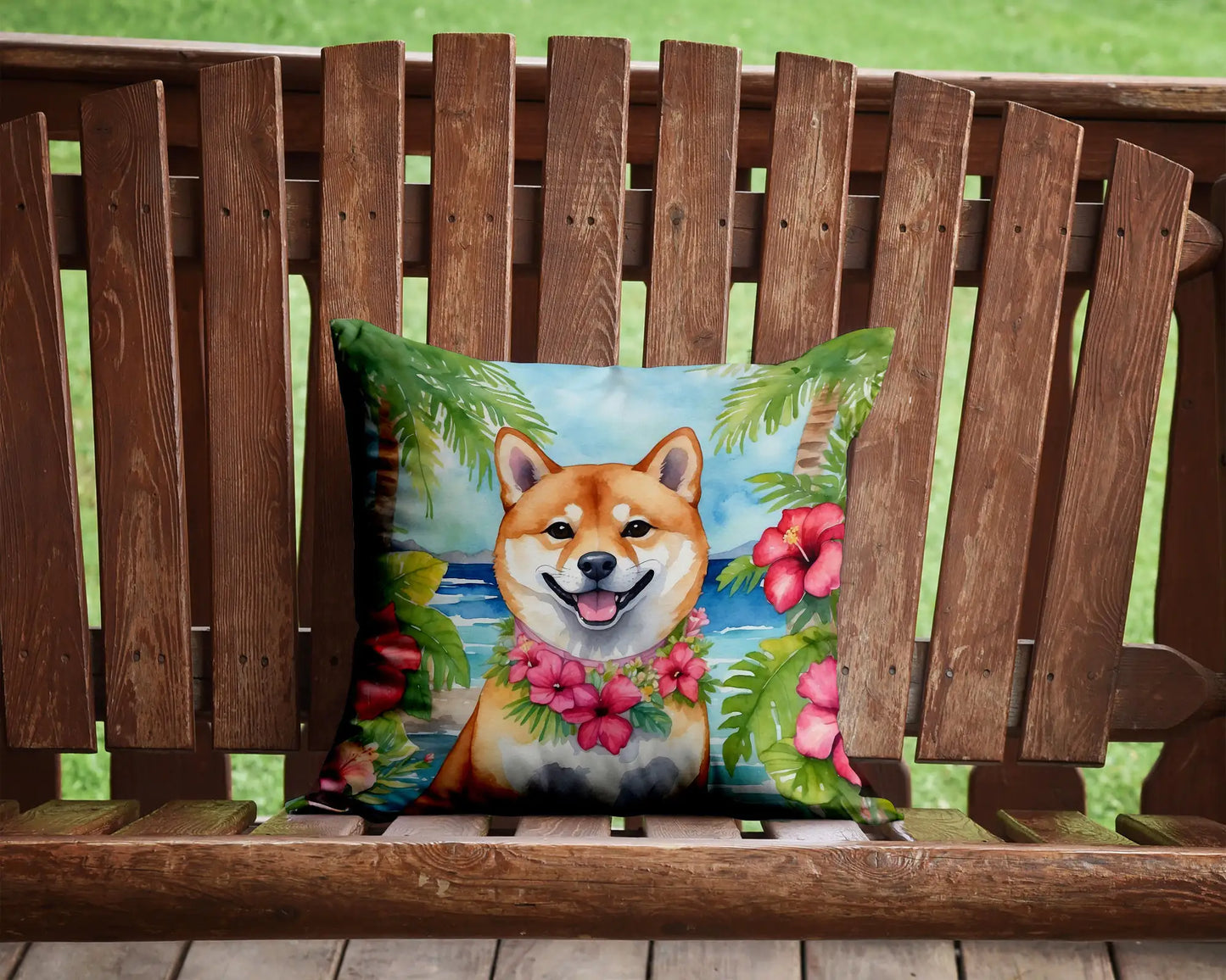Shiba Inu Luau Throw Pillow