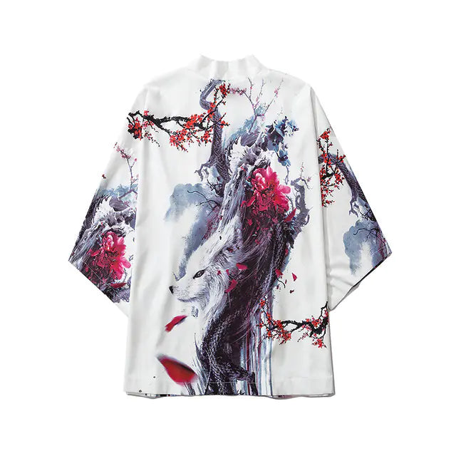 Anime Haori Cloak with Dragon Totem for Men