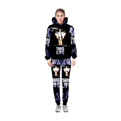 Emoji Sweatpants & Hoodie, 2Pac Hip Hop Joggers