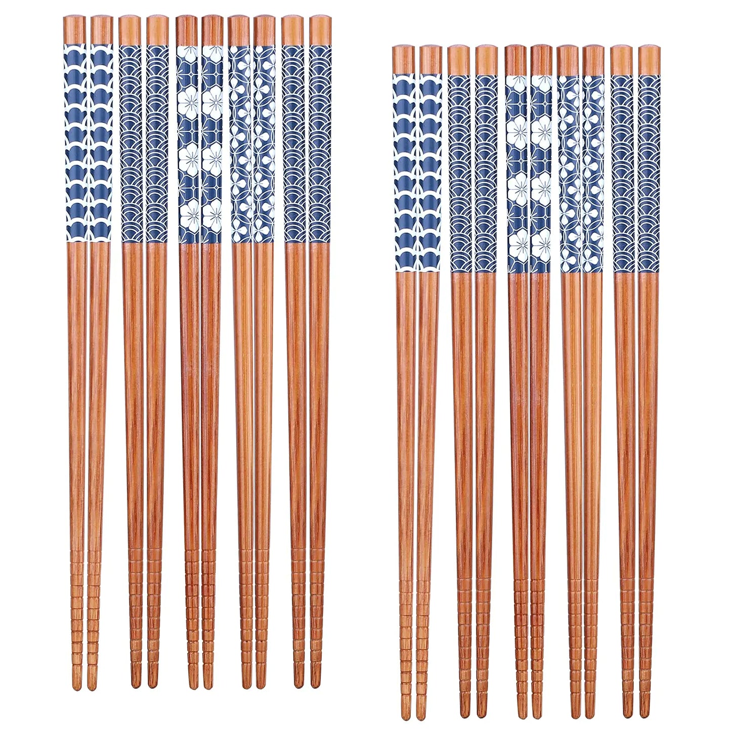 Antner 10 Pairs Natural Bamboo Chopsticks Japanese Style Reusable Chop Sticks Dishwasher Safe Chopstick Set 8.8 Inch/22.5cm