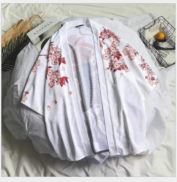Loose-Fit Vintage Ukiyo-e Kimono Shirt for Men