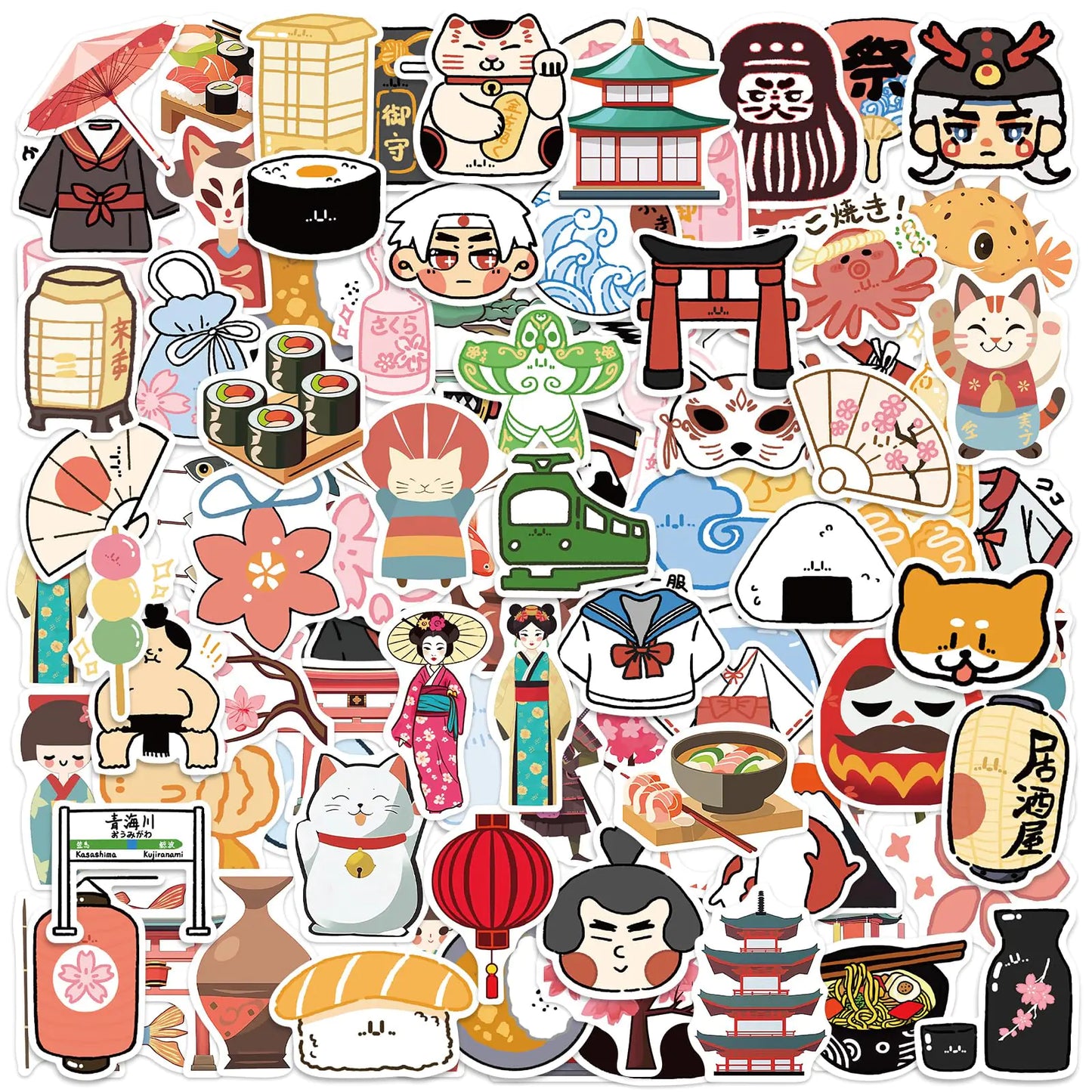 Japanese Stickers for Water Bottle: 105Pcs Waterproof Kawaii Japanese Stickers Travel Stickers Japanese Stuff Vacation Decals Japan Aesthetic Stickers for Laptop Phone CaseJournals Scrapbooks