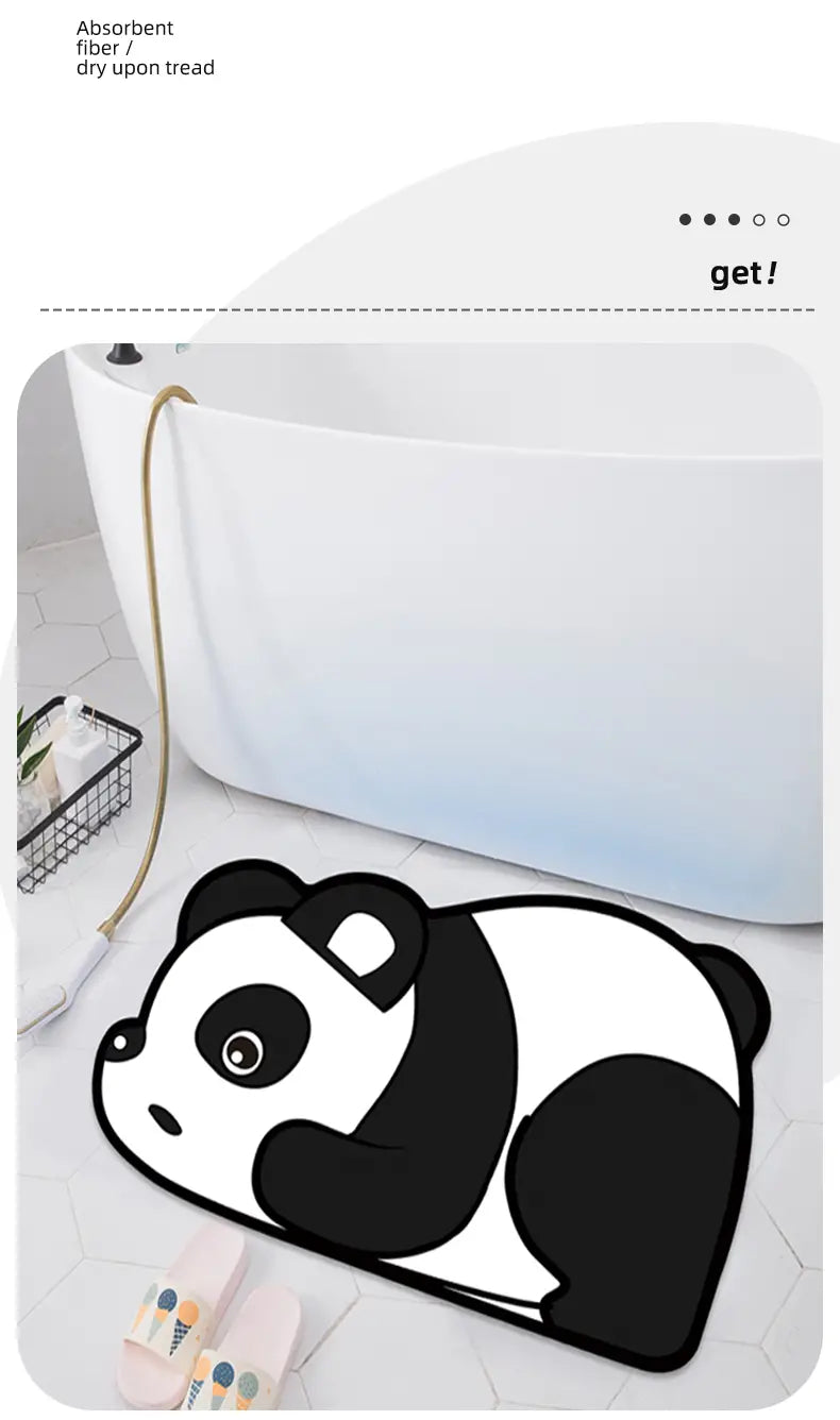 Cartoon Panda Non-slip Bath Mat and Floor Rug