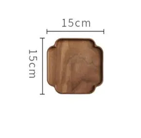 Black Walnut Rectangular Wood Tea Table Tray Set