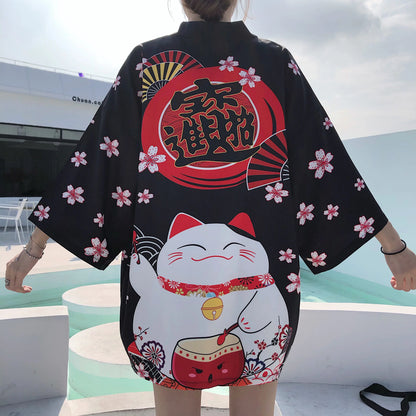 Japanese Style Kimono Cardigan for Women (Loose Fit)