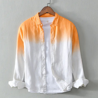 Men's Japanese Style Gradient Linen Shirt Jacket