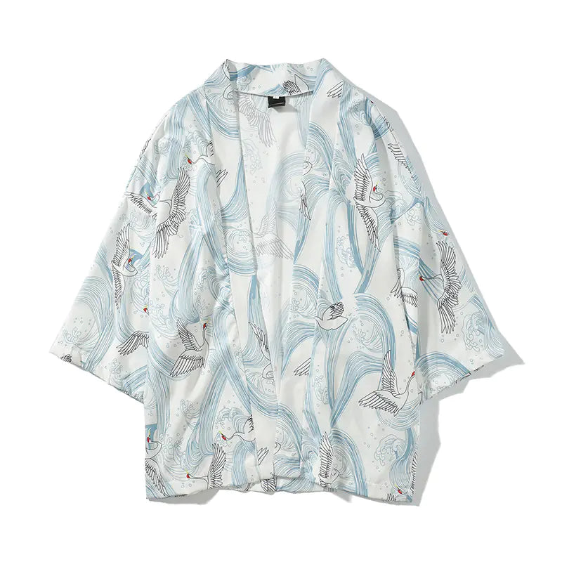 Japanese Vintage Dark Ukiyo-e Kimono Cardigan (Unisex)