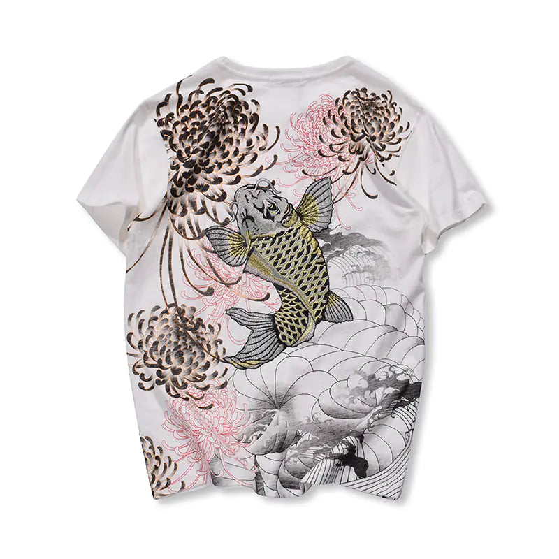 Japanese Yokosuka Embroidery Ukiyo-e T-shirt for Men