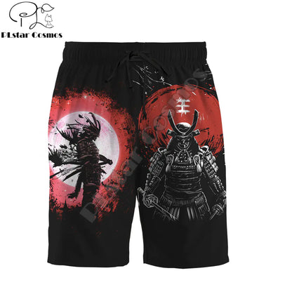 3D Samurai and Dragon Tattoo All Over Printed Shorts