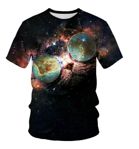 Digital Cartoon Print Loose Fit Men's T-shirt