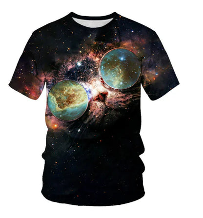 Digital Cartoon Print Loose Fit Men's T-shirt
