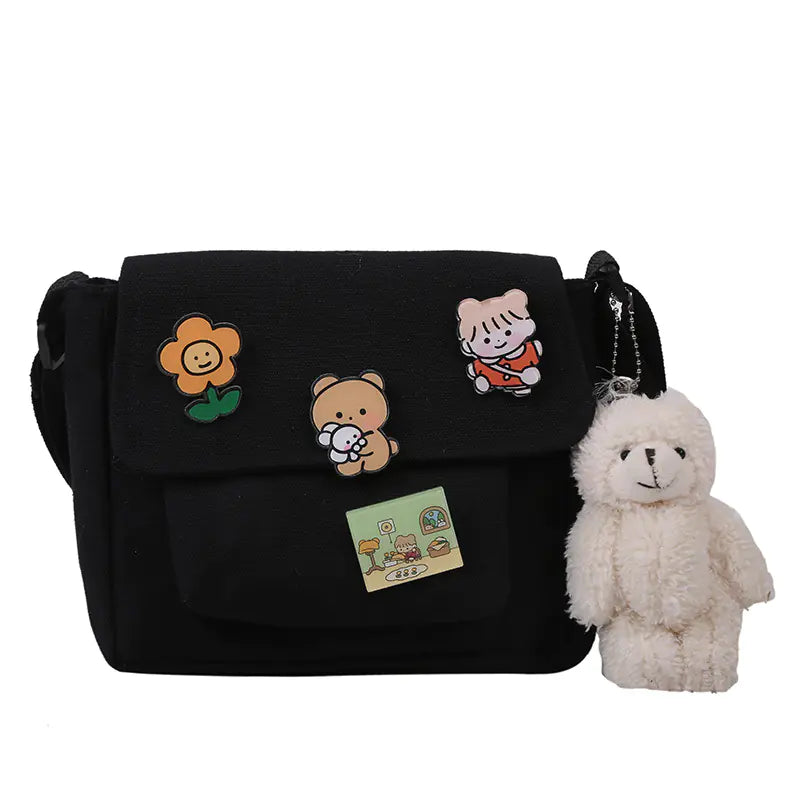Cute Canvas Crossbody Bag for Girls - 2023 Japan Style