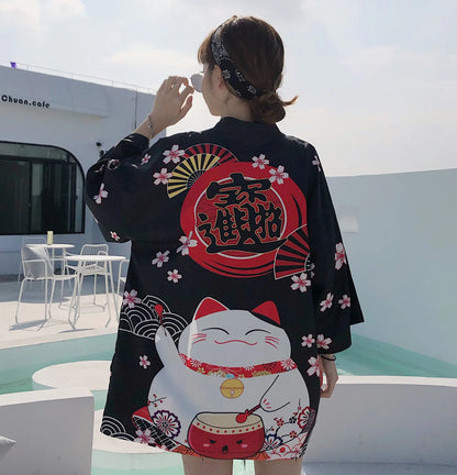 Japanese Style Kimono Cardigan for Women (Loose Fit)