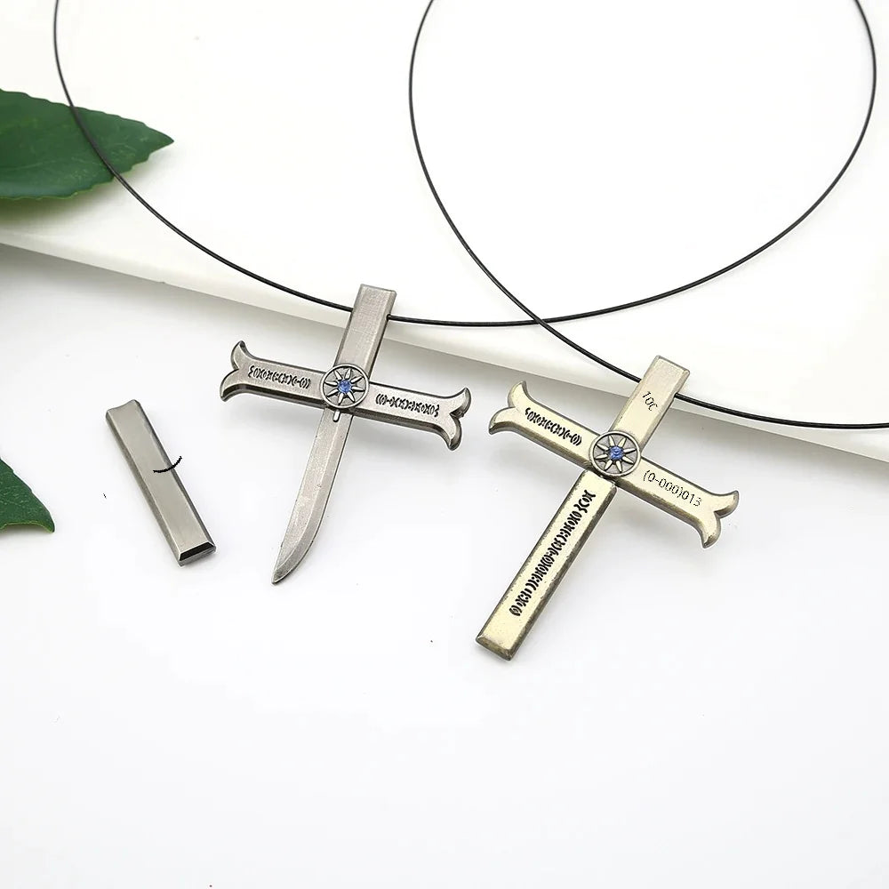 Anime Dracule Mihawk Necklace Cross Sword Pendant