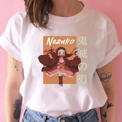 Demon Slayer Women's Printed White T-Shirt