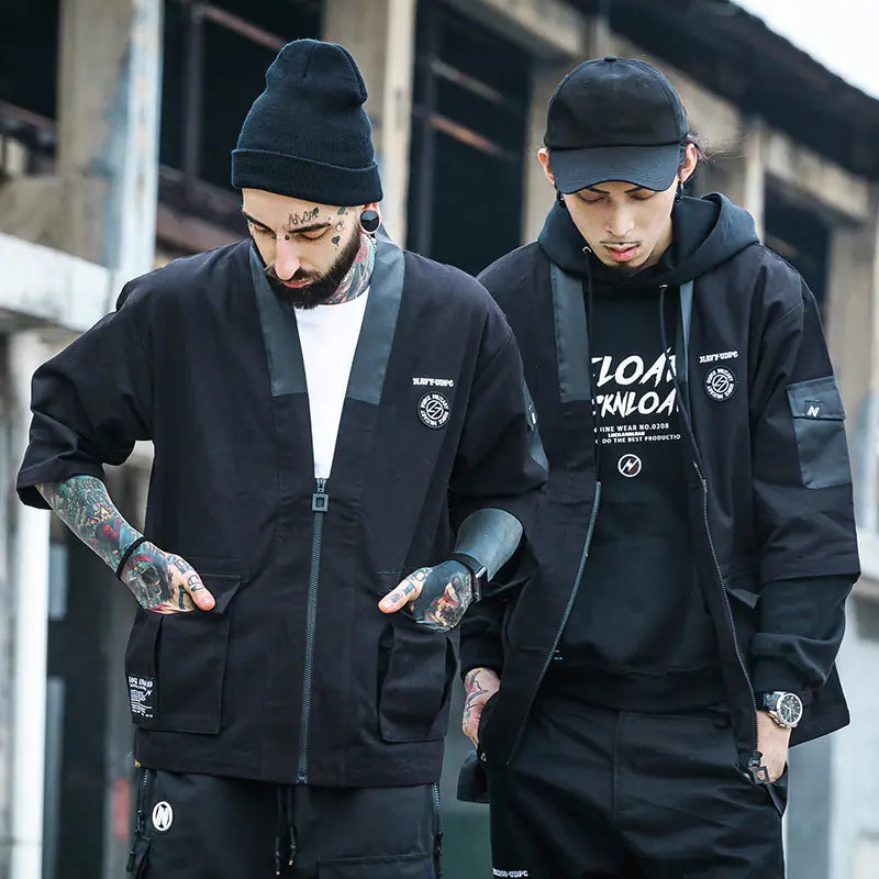 Loose Kimono Cardigan with Vintage Zipper, 3/4 Sleeve