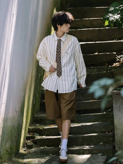 Loose Japanese Drape Suit Shorts - Casual Five-point Pants